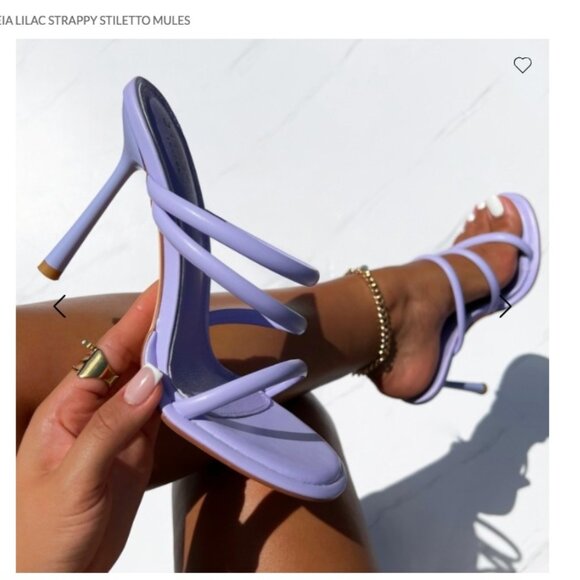 SIMMI - London Shoes - LEIA LILAC STRAPPY STILETTO MULES